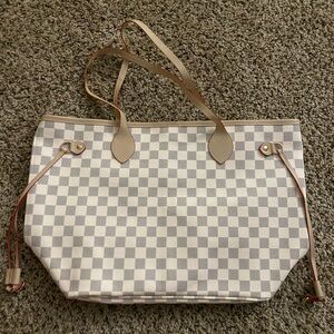 Checkered Tote Bag - Cream and Tan